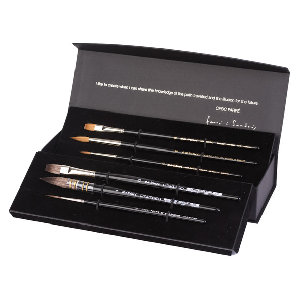 Artist Signature Collection by Cesc Farré, Watercolor Brushes, Assorted, 6 Brush Set in Gift Box