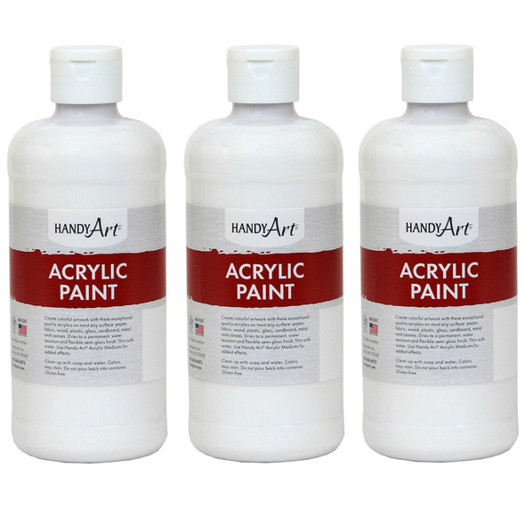 Acrylic Paint 16 oz, Titan White, Pack of 3