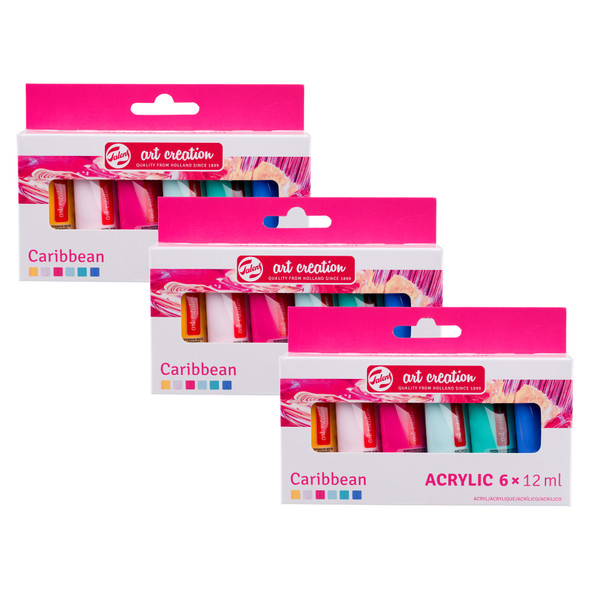 Acrylic Set, 12mL, Caribbean, 6 Per Set, 3 Sets