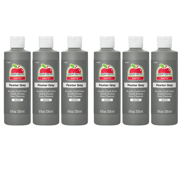 Acrylic Paint Matte, 8oz., Pewter Gray, Pack of 6