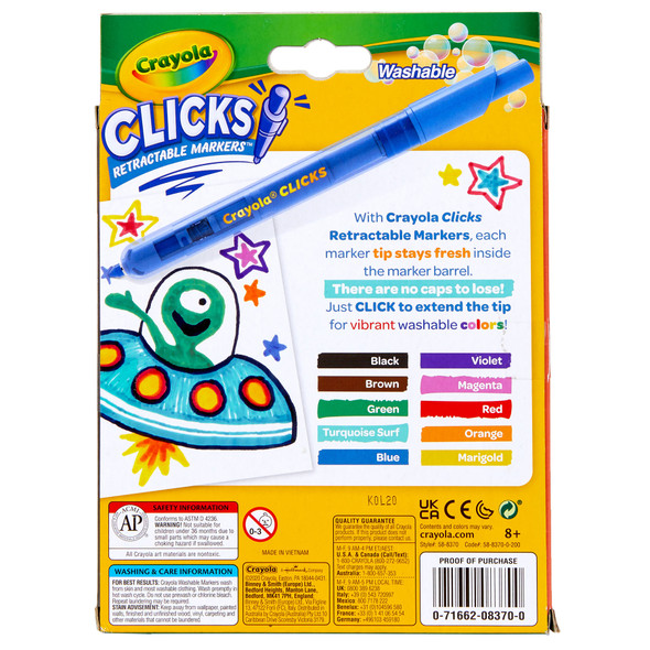 Crayola 10 Ct Washable CLICKS Retractable Markers™