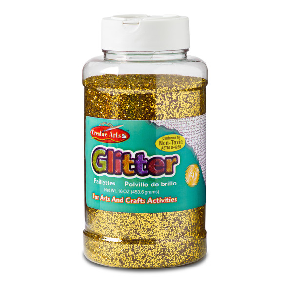 Creative Arts™ Glitter, 1 lb. Bottle, Gold, Pack of 3
