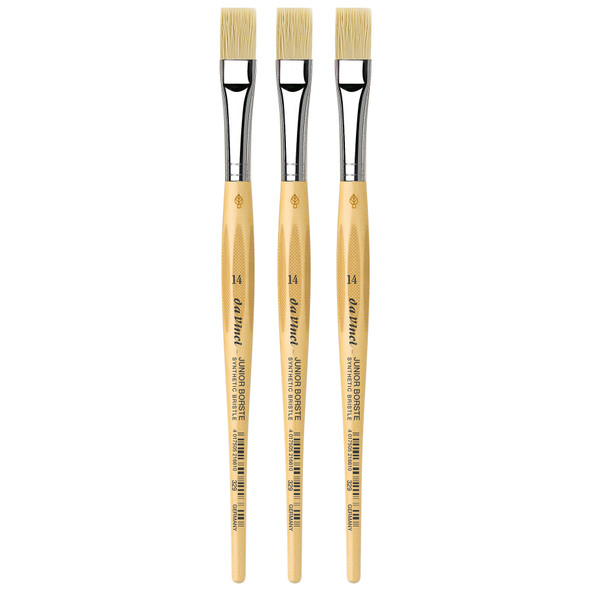 JUNIOR BORSTE Synthetic Student Brush, Synthetic, Tempera, Flat, Series 329, Size 14, Pack of 3