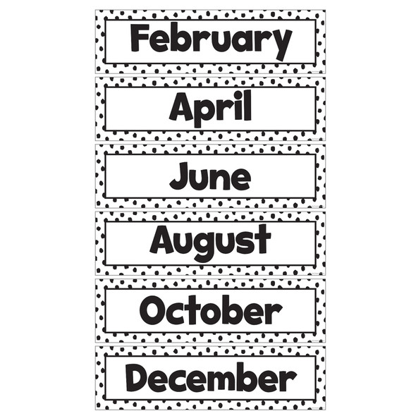 Black Painted Dots on White Monthly Headliners, 12 Per Pack, 3 Packs Black Painted Dots on White Monthly Headliners, 12 Per Pack, 3 Packs