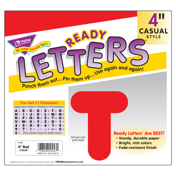 Red 4" Casual Uppercase Ready Letters®, 6 Packs Red 4" Casual Uppercase Ready Letters®, 6 Packs
