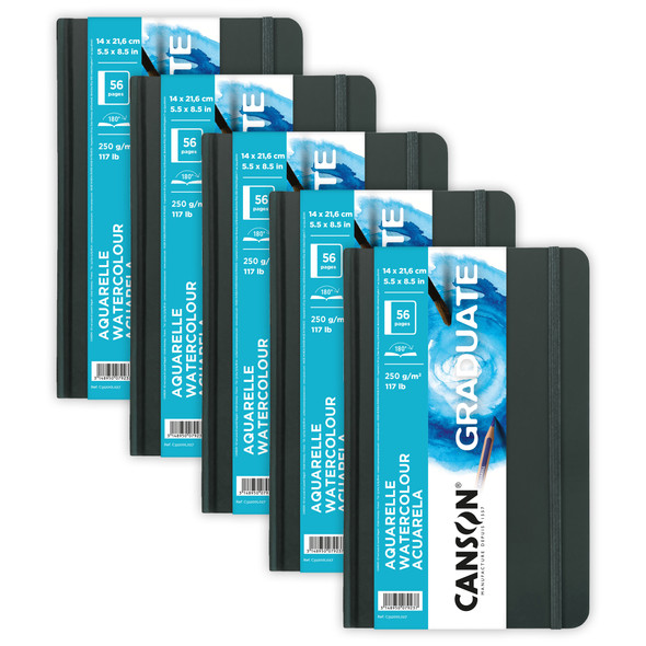 Graduate Watercolor Art Book, Hard Cover Binding, 28 Sheet, 5.5x8.5 inch, Pack of 5