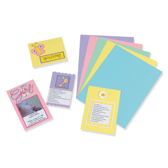 Pastel Card Stock, 5 Assorted Colors, 8-1/2" x 11", 100 Sheets