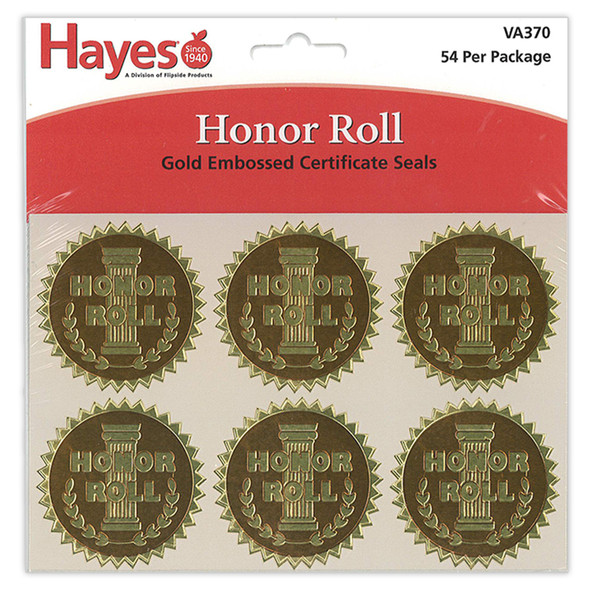 Gold Foil Embossed Seals, Honor Roll, 54 Per Pack, 3 Packs Gold Foil Embossed Seals, Honor Roll, 54 Per Pack, 3 Packs