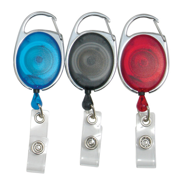 Quick Clip Oval ID Badge Reel, Red, Blue, Smoke, 3 Per Pack, 2 Packs Quick Clip Oval ID Badge Reel, Red, Blue, Smoke, 3 Per Pack, 2 Packs