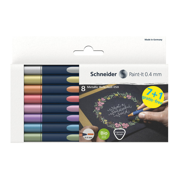 Paint-It 050, Metallic RollerballS, 0.4 mm, Wallet, 8 Assorted Ink Colors