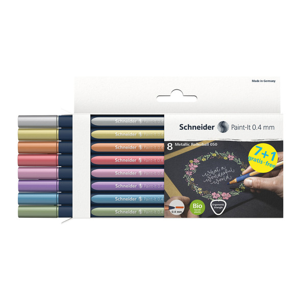 Paint-It 050, Metallic RollerballS, 0.4 mm, Wallet, 8 Assorted Ink Colors