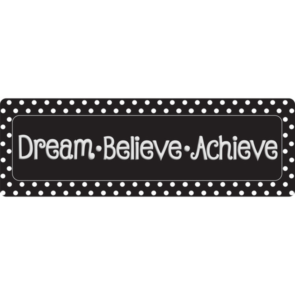 The Original Fun Mat™, Mat Runner, 15.5" x 47", Dream Believe, Achieve, Black with White Dots