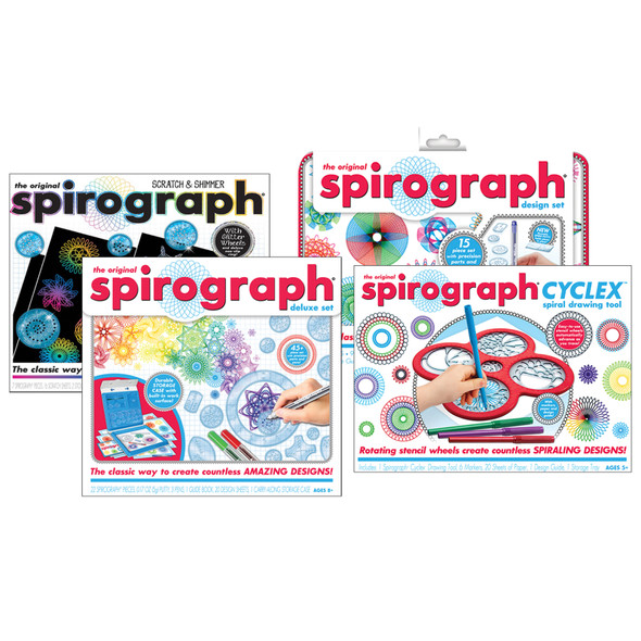Spirograph® Original, Cyclex, Scratch & Shimmer and Design Tin Sets Spirograph® Original, Cyclex, Scratch & Shimmer and Design Tin Sets