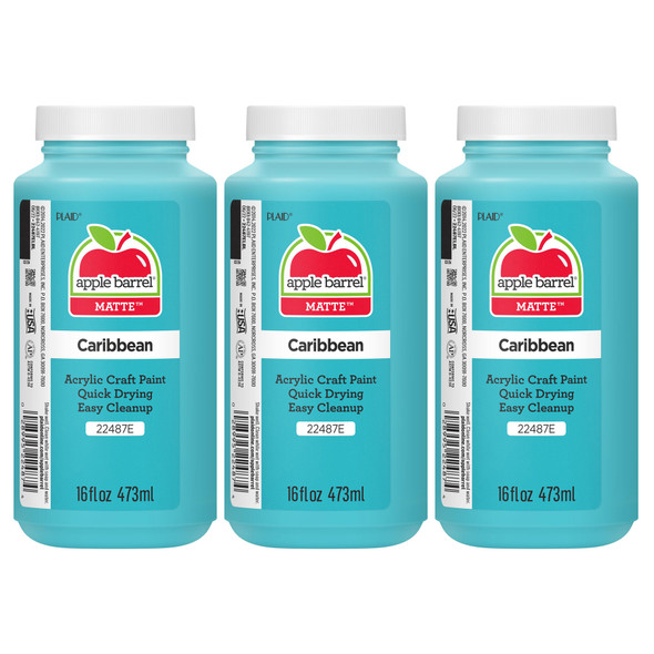 Acrylic Paint Matte, 16oz., Caribbean, Pack of 3