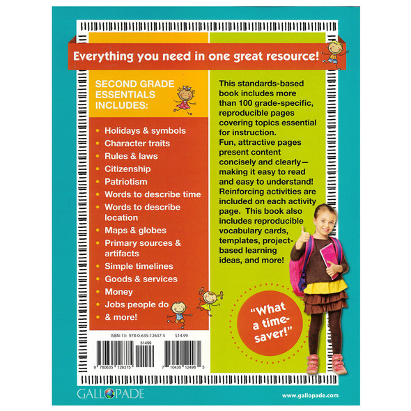 Second Grade Essentials for Social Studies Reproducible Book