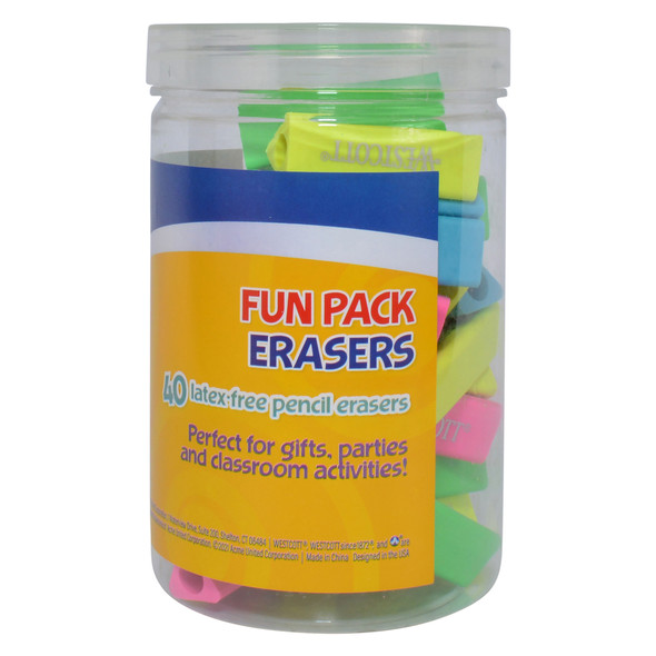 Erasers Fun Pack, Assorted Colors, 40 Per Pack, 2 Packs Erasers Fun Pack, Assorted Colors, 40 Per Pack, 2 Packs