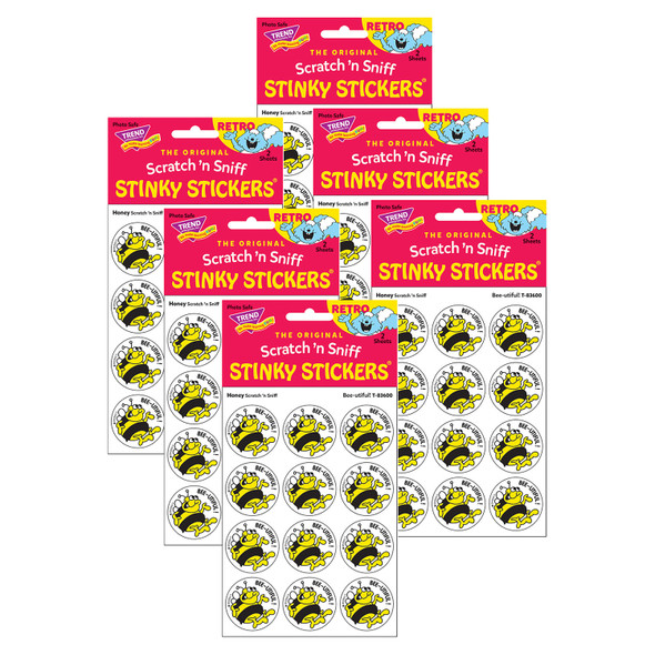 Bee-utiful!/Honey Scented Stickers, 24 Per Pack, 6 Packs