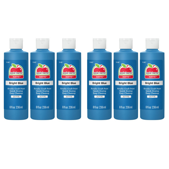 Acrylic Paint Matte, 8oz., Bright Blue, Pack of 6