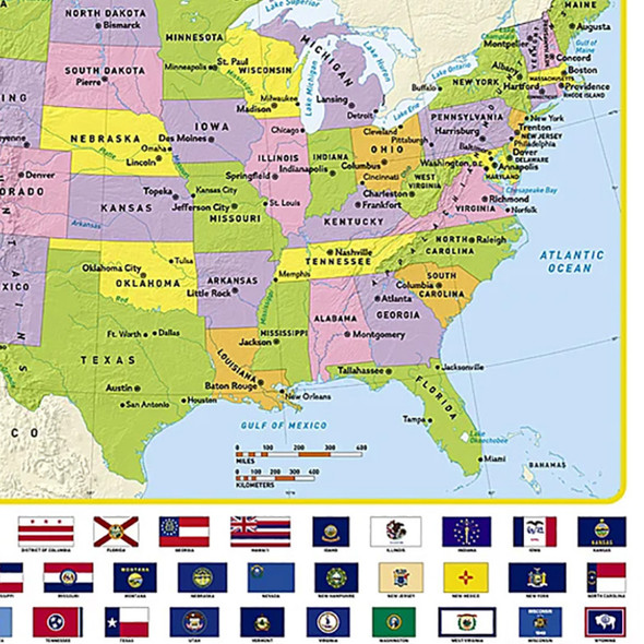 United States for Kids Map, Laminated, 24" x 36"