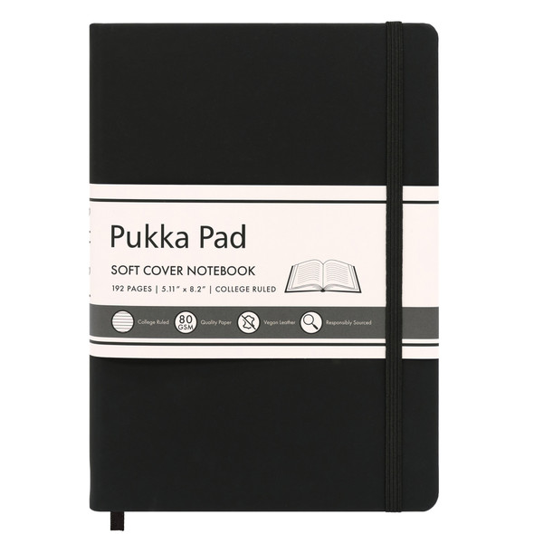 Pukka Soft Cover A5 College Ruled - Black, Pack of 3