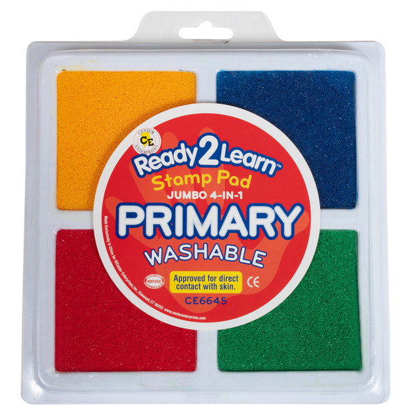 Jumbo 4-in-1 Washable Stamp Pad - Red, Yellow, Green, Blue - Pack of 3 Jumbo 4-in-1 Washable Stamp Pad - Red, Yellow, Green, Blue - Pack of 3