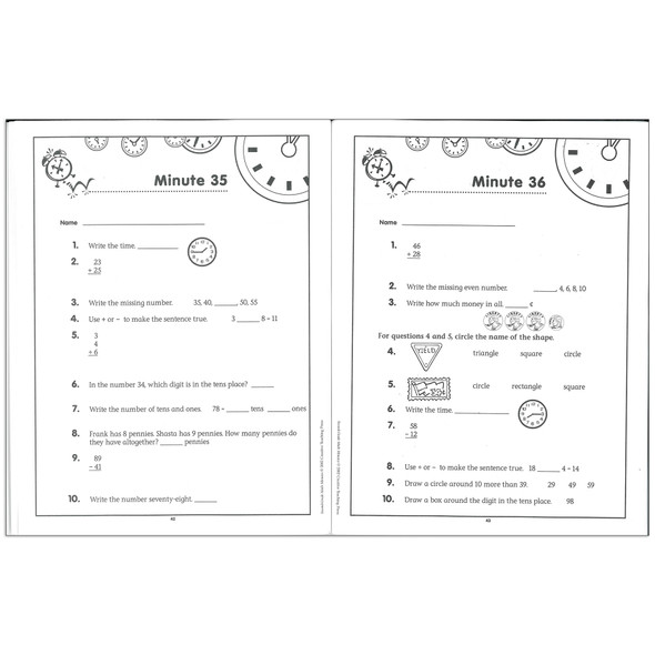 Math Minutes Book, Grade 2