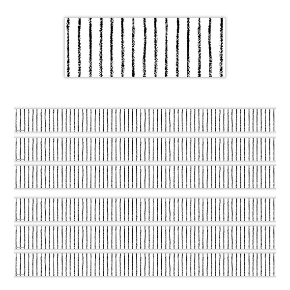 White With Black Pinstripes Straight Border Trim, 35 Feet Per Pack, 6 Packs