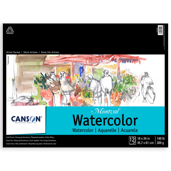 Artist Series Montval Watercolor Pad, Foldover Binding, Foldover Binding, 12 Sheet, 18x24 inch, 1 Count