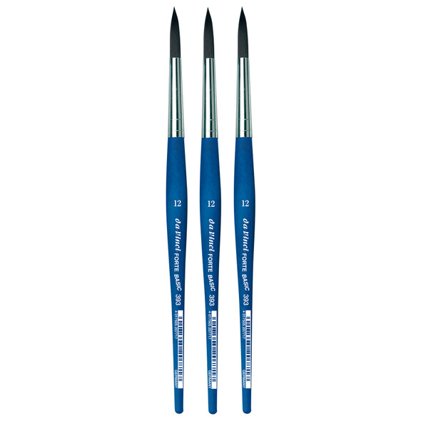 FORTE BASIC Student Brush, Synthetic, Acrylic, Round, Series 393, Size 12, Pack of 3