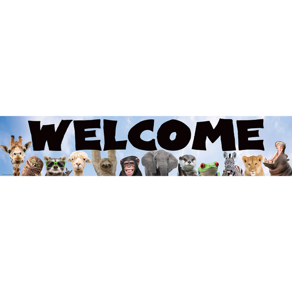 Go Wild Animals Welcome Banner, 8" x 39", Pack of 6 Go Wild Animals Welcome Banner, 8" x 39", Pack of 6