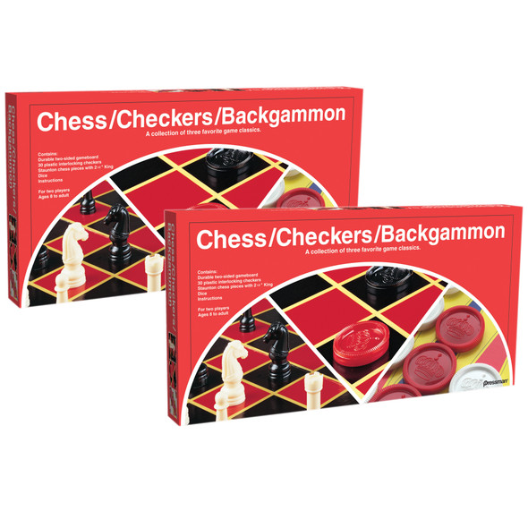 Chess/Checkers/Backgammon Board Game, Pack of 2 Chess/Checkers/Backgammon Board Game, Pack of 2