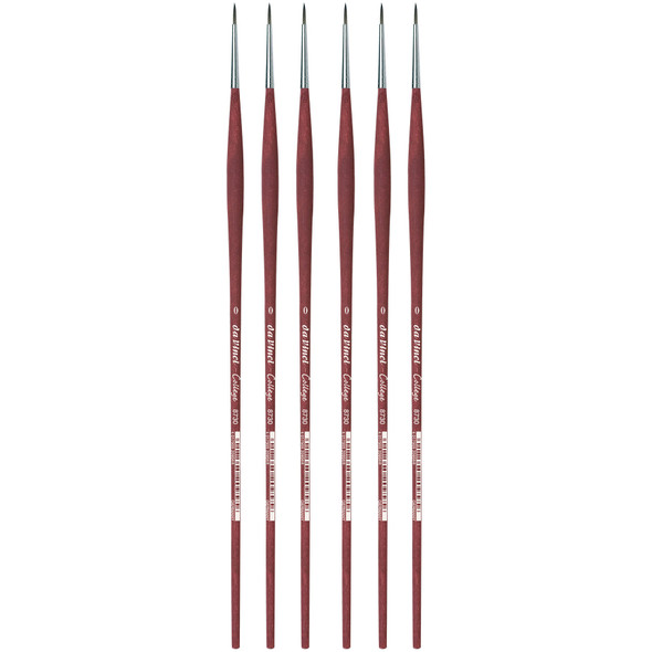 COLLEGE Student Brush, Synthetic, Acrylic & Oil, Round, Series 8730, Size 0, Pack of 6