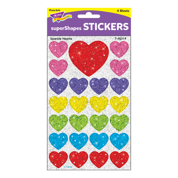 Sparkle Hearts superShapes Stickers-Sparkle, 100 Per Pack, 6 Packs Sparkle Hearts superShapes Stickers-Sparkle, 100 Per Pack, 6 Packs
