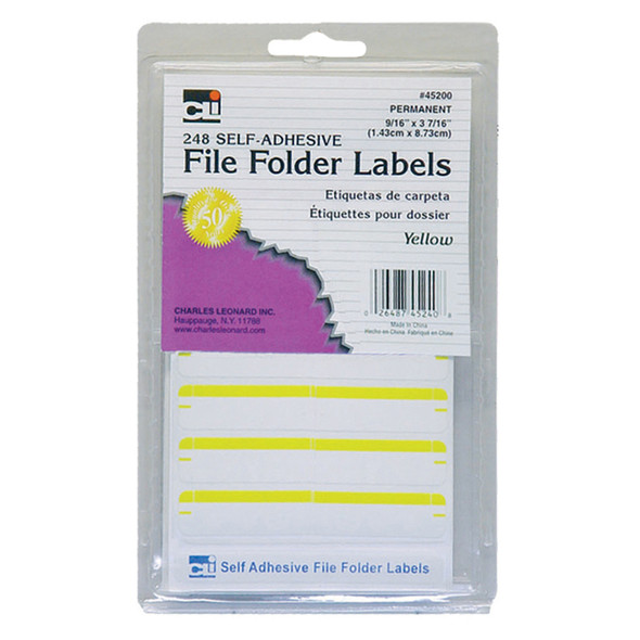File Folder Labels, Yellow, 248 Per Pack, 12 Packs
