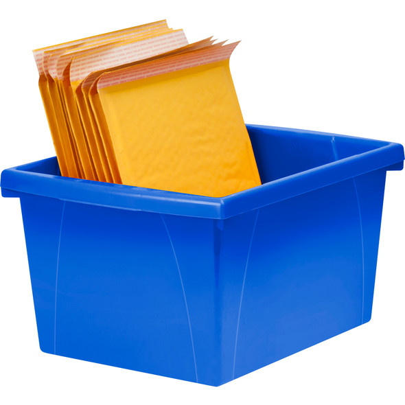 4 Gallon Classroom Storage Bin, Blue, Pack of 3 4 Gallon Classroom Storage Bin, Blue, Pack of 3