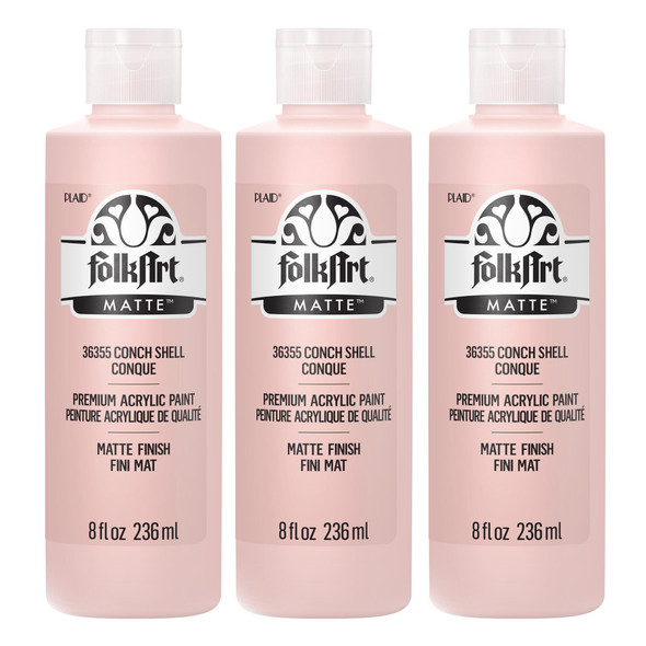 Acrylic Paint Matte, 8oz., Conch Shell, Pack of 3