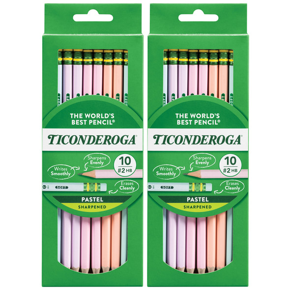 #2 Pastel Pencils, 5 Assorted Colors, 10 Per Pack, 6 Packs