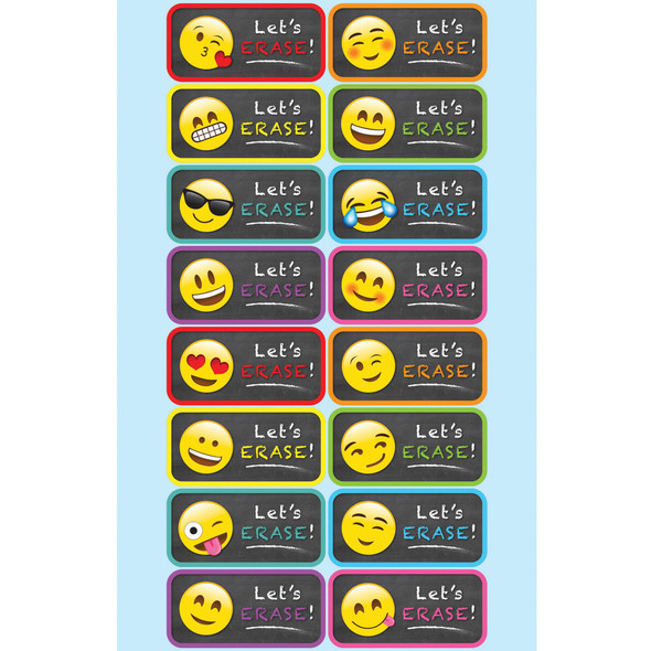 Non-Magnetic Mini Whiteboard Erasers, Emotions Icons, Pack of 16 Non-Magnetic Mini Whiteboard Erasers, Emotions Icons, Pack of 16