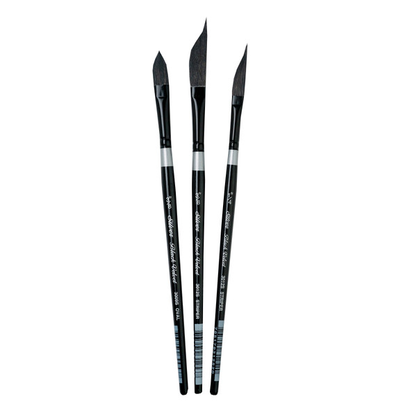 Black Velvet Dagger/Oval Brushes, Set of 3