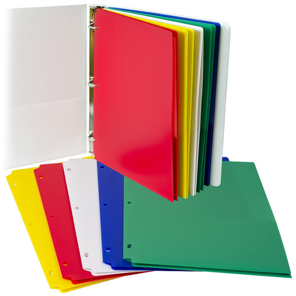 Two-Pocket Heavyweight Poly Portfolio Folder with Three-Hole Punch, Assorted Primary Colors, 10 Per Pack, 2 Packs Two-Pocket Heavyweight Poly Portfolio Folder with Three-Hole Punch, Assorted Primary Colors, 10 Per Pack, 2 Packs