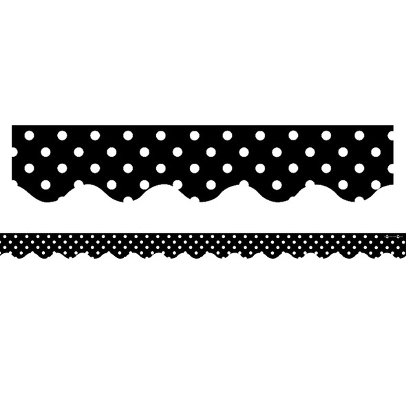 Black Mini Polka Dots Border Trim, 35 Feet Per Pack, 6 Packs