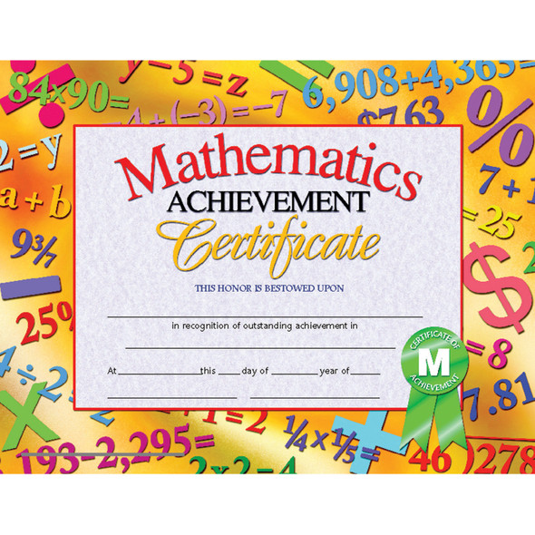 Mathematics Achievement Certificate, 30 Per Pack, 3 Packs Mathematics Achievement Certificate, 30 Per Pack, 3 Packs