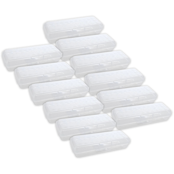LUCENT Pencil Case Organizer Box, 8", Clear, Pack of 12
