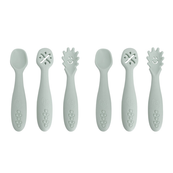 Silicone Scoop, Mash & Twist 3-Piece Cutlery Set, Seafoam, 2 Sets