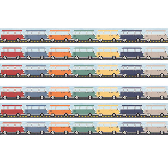 Moving Mountains Road Trip Camper Vans Straight Border Trim, 35 Feet Per Pack, 6 Packs