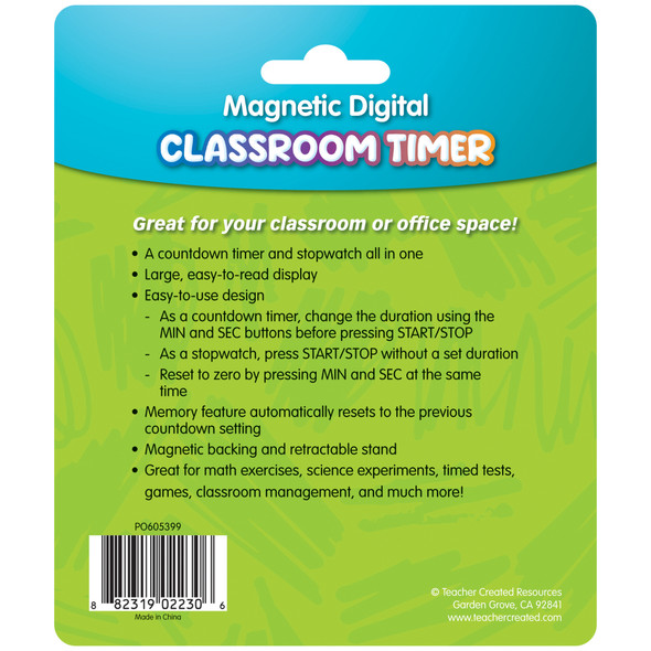 Magnetic Digital Classroom Timer, Teal, Pack of 3