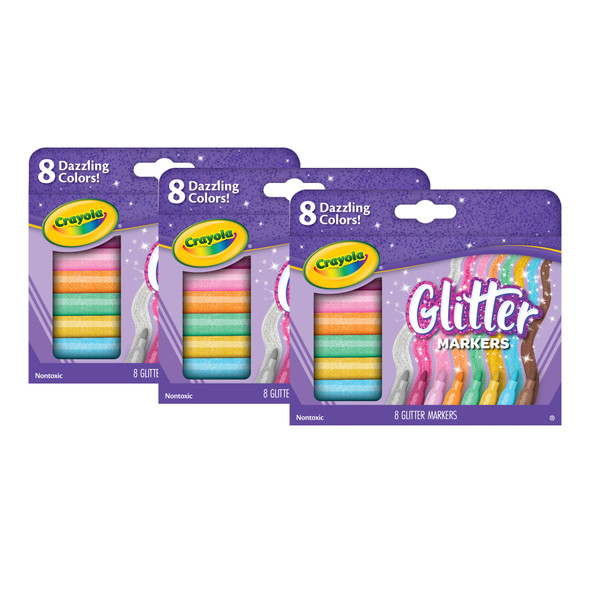 Glitter Markers, 8 Per Pack, 3 Packs