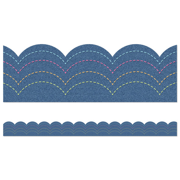Crafty and Cool Denim Scalloped Bulletin Board Borders, 39 Feet Per Pack, 6 Packs