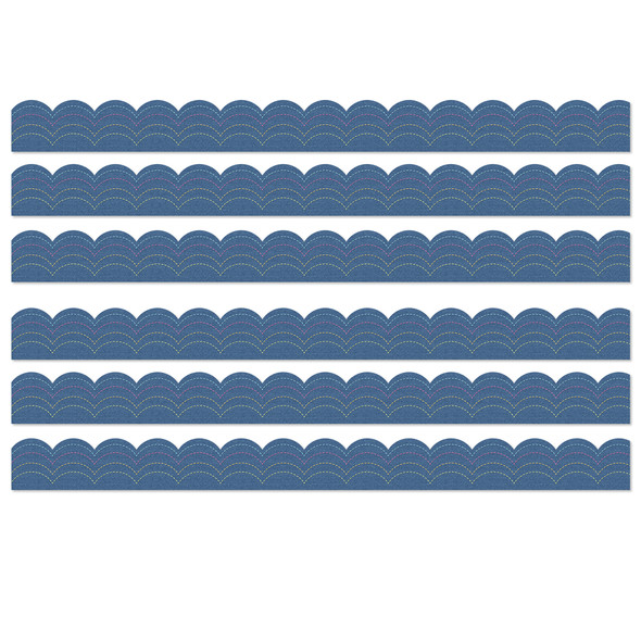 Crafty and Cool Denim Scalloped Bulletin Board Borders, 39 Feet Per Pack, 6 Packs