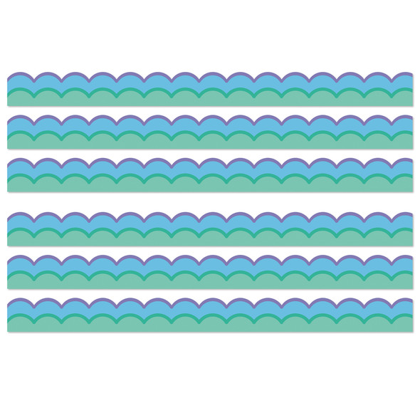 Happily Ever Elementary Retro Remix Cool Waves Scalloped Bulletin Board Borders, 39 Feeet Per Pack, 6 Packs